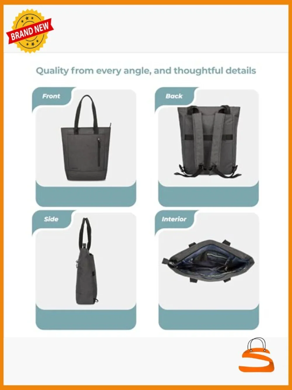Anti-Theft Convertible Backpack Tote with RFID Blocking, Fits 15.6